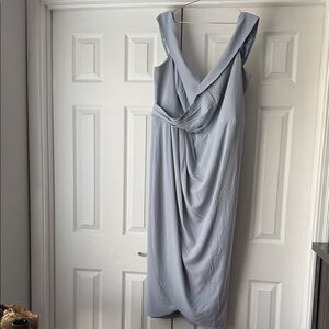Elegant Baby Blue Draped Women's Dress